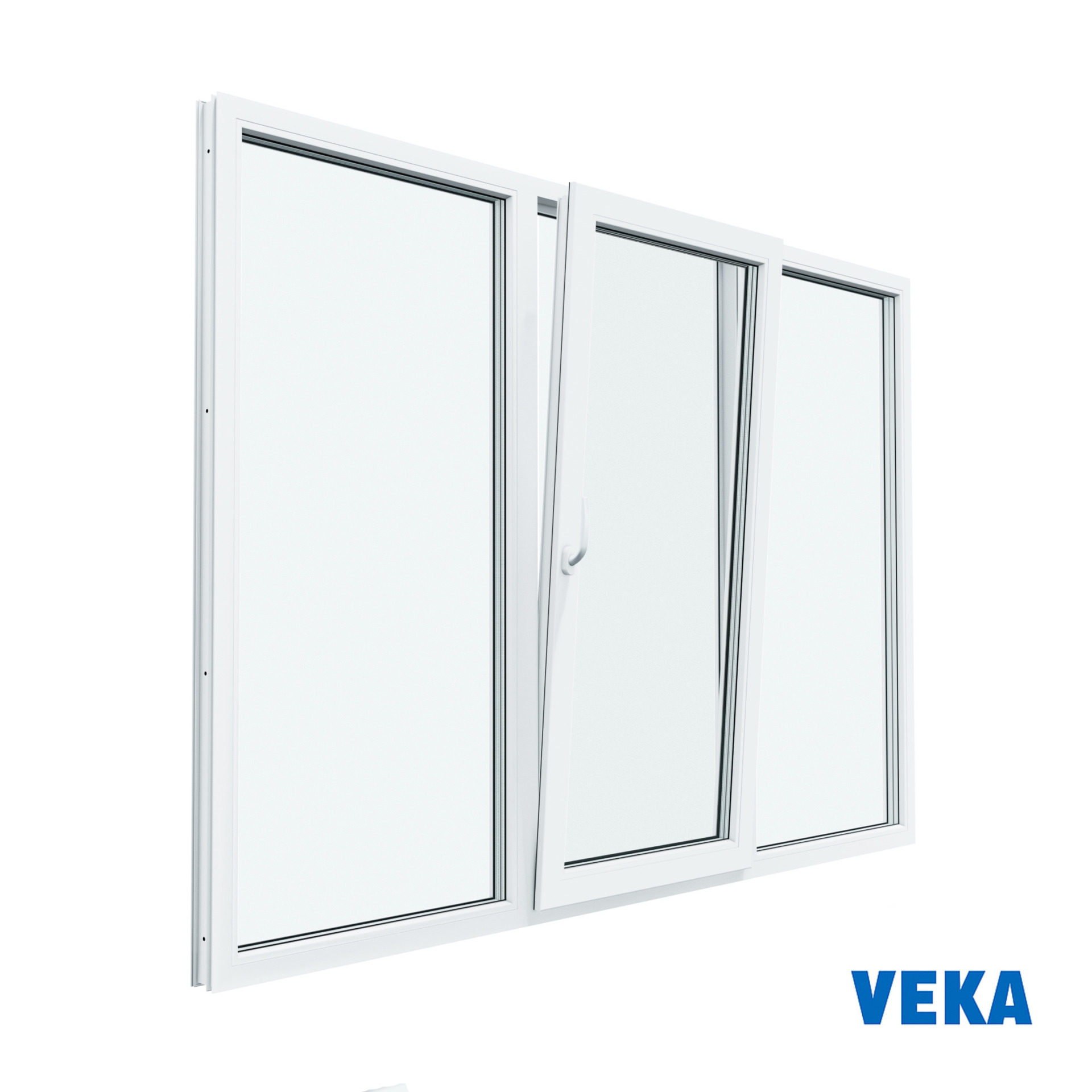 Пластиковое окно ПВХ VEKA Трёхстворчатое 1300x1600мм(ВхШ) Двухкамерное